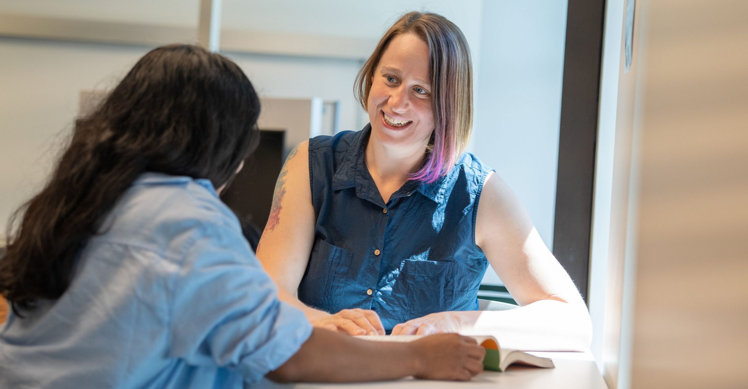 Jessica Lowry meeting with student